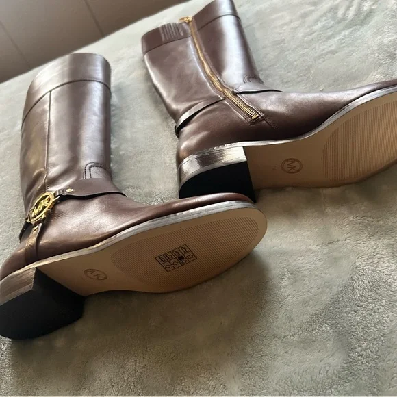 Michael Kors Fulton Harness Tall Riding Boots Mocha Leather Women’s 7M, New - Picture 4 of 7